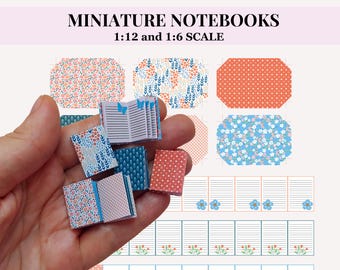 Printable Miniature Notebooks with pages, 6 designs