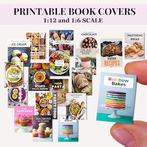 Printable Miniature Cookbook covers, 12th and 6th scale dollhouse