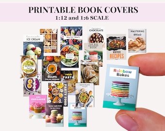 DOLLHOUSE MINIATURE COOKBOOK covers, 12th and 6th scale modern kitchen decor, pdf download