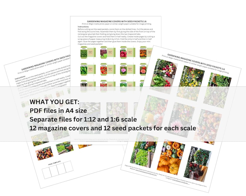 Dollhouse Miniature Printable Gardening Magazine Covers With Seed ...