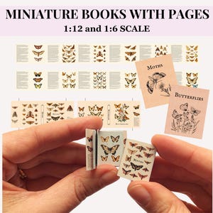 LIVRES PAPILLON avec pages, échelles 12e et 6e, maison de poupée miniature bricolage