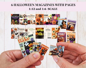 REVISTAS DE HALLOWEEN CON PÁGINAS PARA CASA DE MUÑECAS – 6 revistas miniatura imprimibles para casa de muñecas