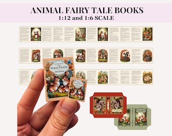 Miniatuurboeken met dierensprookjes, schaal 12 en 6 (afdrukbare pdf)