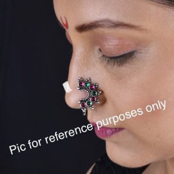 Buy marathi nath indo western german silver clip on nath nose pin clip on  nose