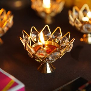 JC Brass Lotus Diya Pooja Item - Set of 8