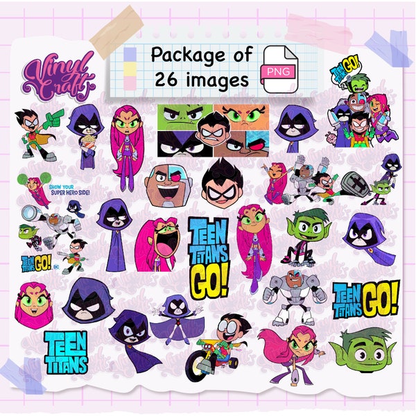 Pack of 26 Teen Titans PNG images, Teen Titans png, downloadable stickers, high quality, PNG format