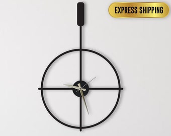 Reloj de pared grande de metal negro minimalista, diseño moderno reloj de gran tamaño único, arte decoración de la pared de metal arte Horloge Murale Housewarming Gift