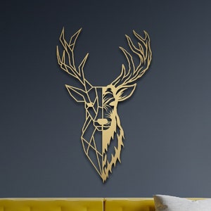 Gold Deer Head Metal Wall Art, Deer Sign,Housewarming Gift,Metal Wall Decor,Large Wall Decor, Living Room Wall Art, Bedroom Nature Wall Art,