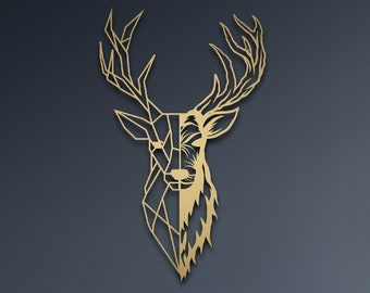 Gold Hirsch Kopf Metall Wandkunst, Hirsch Zeichen, Einweihungsgeschenk, Metall Wand Dekor, große Wand Dekor, Wohnzimmer Wandkunst, Schlafzimmer Natur Wandkunst,