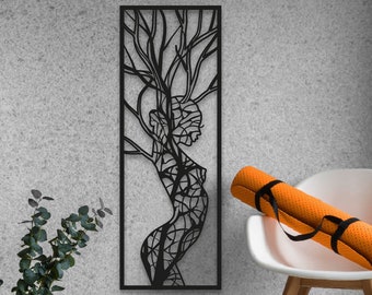 Female Body Metal Wall Art, Tree Woman Metal Wall Decor, Tree and Woman Sign, Abstract Woman Silhouette, Living Room Decor, Unique Art