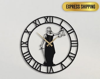 Black Justice Metal Große Wanduhr, Silent Oversize Uhr, Einzigartige Kunst Home Decor Metall Wandkunst Horloge Wandbild Geschenk