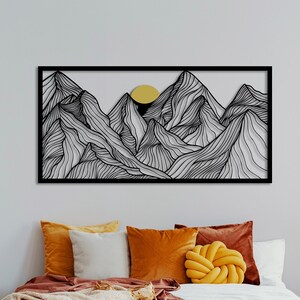 Mountain Metal Wall Decor, Minimal Mountain Range View, Landscape Metal Wall Art, Interior Decoration, Housewarming Gifts, Living Room Decor