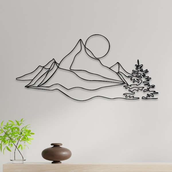 Mountain Metal Wall Decor, Minimalist Mountain Art, Metal Wall Hangings Mountain Sign, Interior Decor,Housewarming Gifts,Mountain Range View