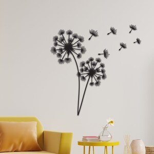 Metal Wall Decor, Dandelion Wall Art, Metal Nature Wall Decor, Black Wall Art, Pusteblume with Flying Seeds, Wall Hangings,  Unique Art