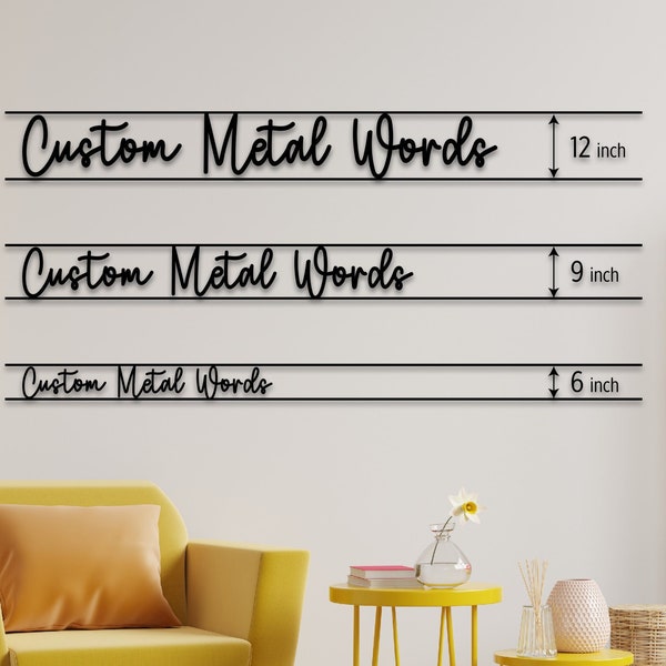 Custom Metal Words, Your Custom Text, Custom Name Script Metal Sign, Personalized Metal Wall Decor, Housewarming Gift, Family Name Sign