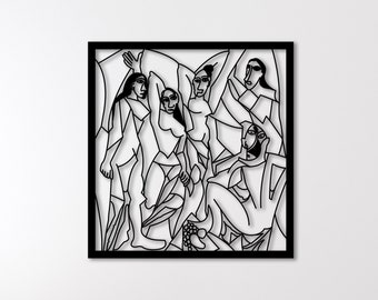 Les Demoiselles d'Avignon Metal Wall Art, The Ladies of Avignon Metal Wall Decor, Picasso Painting, Large Modern Wall Art, Cubic Wall Art