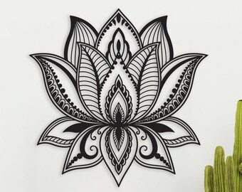 Mandala Lotus Large Metal Wall Art, Lotus Flower Metal Wall Decor, Housewarming Gift, Yoga Art, Home Bedroom Wall Decor,  Above Bed Decor