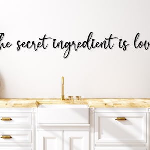 The Secret Ingredient is Love Metal Wall Art, Cozy Kitchen Metal Wall Letters, Kitchen Wall Decor, House Warming Gift for Her Dining Room image 2