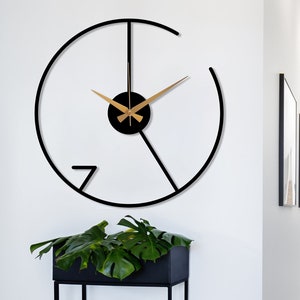 Reloj de pared minimalista moderno, reloj de pared de metal de gran tamaño, reloj de pared moderno y silencioso, decoración única del hogar Boho, Wanduhr, regalo de inauguración de la casa Negro