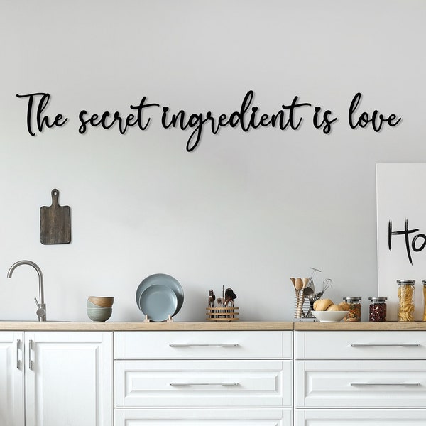 L'ingrédient secret est amour décoration murale en métal, lettres murales en métal pour cuisine confortable, décoration murale de cuisine, cadeau de pendaison de crémaillère pour sa salle à manger