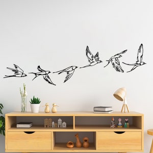 Metal Birds Art Set of 6, Minimalist Modern Home Decor, Garden Patio Decor, Boho Home Decor, Housewarming Gift, Birds Sign, Metal Birds Art