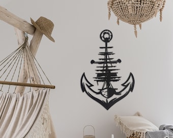 Nautical Anchor-Ship Metal Wall Art, Ship Decor Interior/Exterior, Anchor Metal Wall Decor, Housewarming Gift, Wall Sign, Anchor/Ship Sign