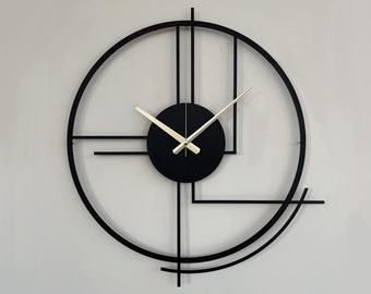 Metal Large Wall Clock, Minimalist Silent Clock Decor, Best Clock Gift for Home, Modern Design Black Clock, Boho Wall Clock, Clock for Wall