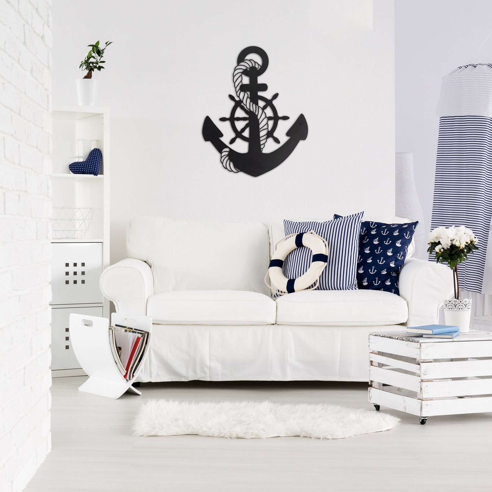 Nautical Anchor Metal Wall Art Decor Interior/exterior Etsy