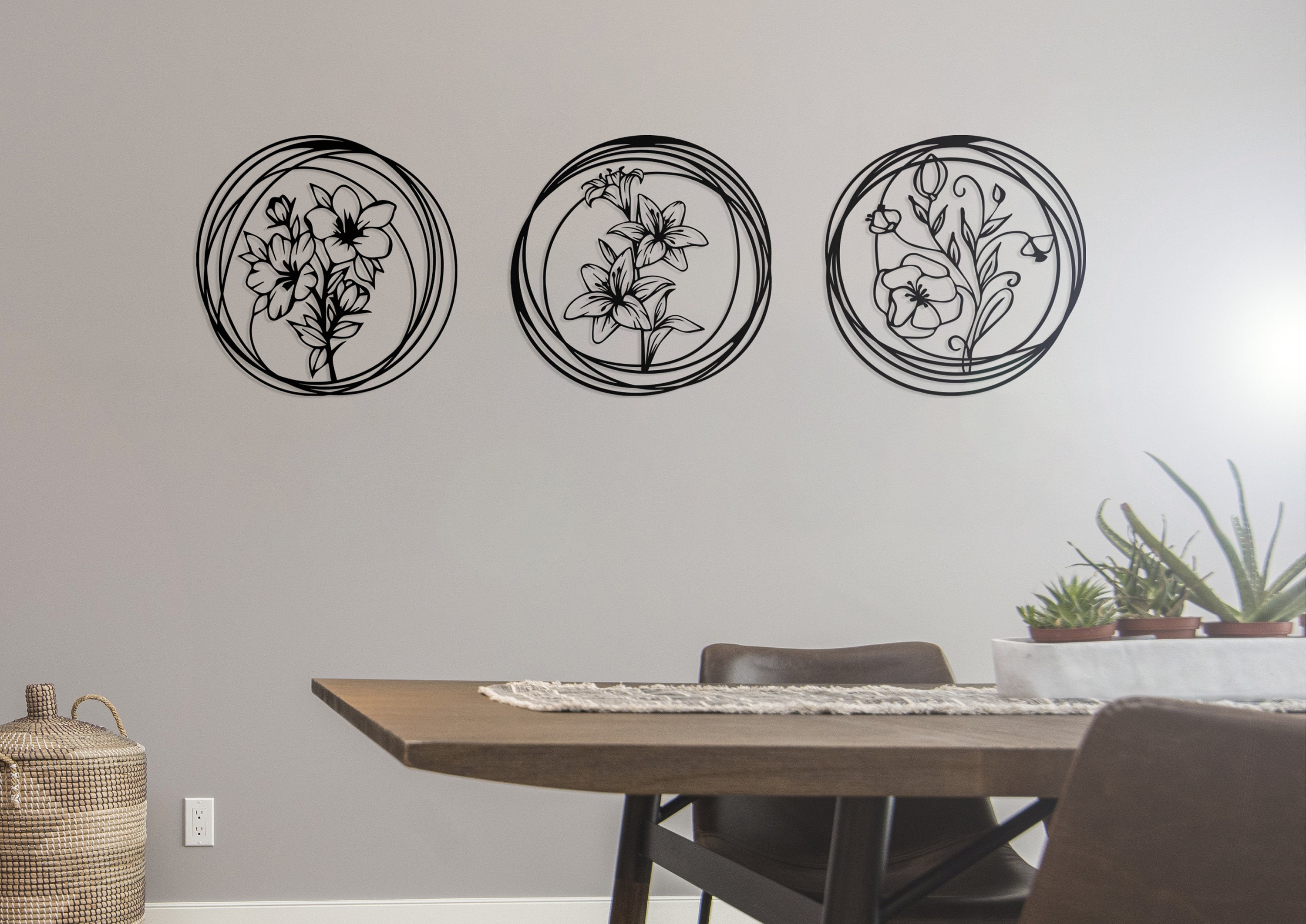 Flower 3 Pieces Metal Wall Art Metal Wall Decorflower Etsy