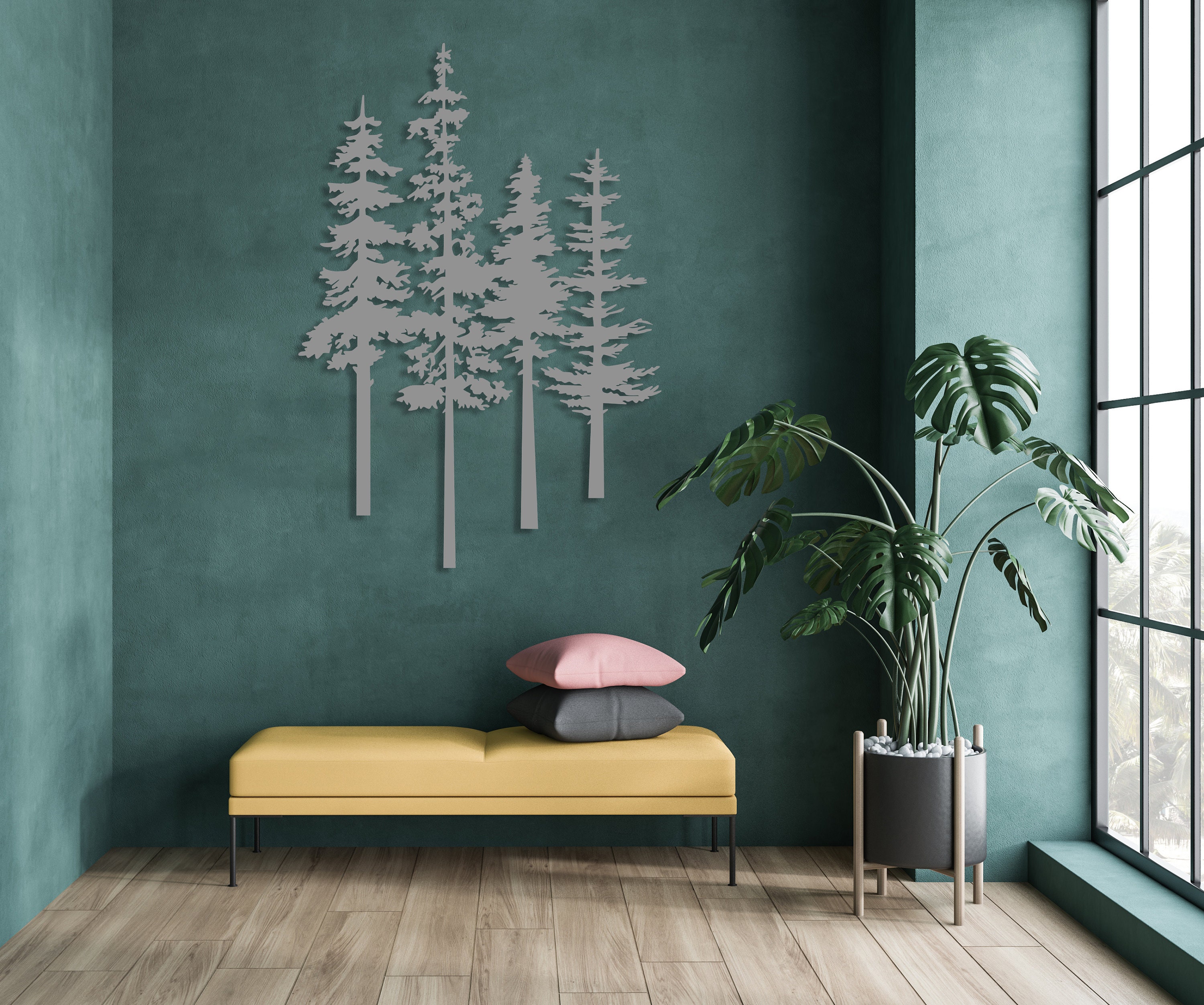 Pine Tree Metal Wall Art Tree Decor Wall Hanging Tree Sign Etsy Canada