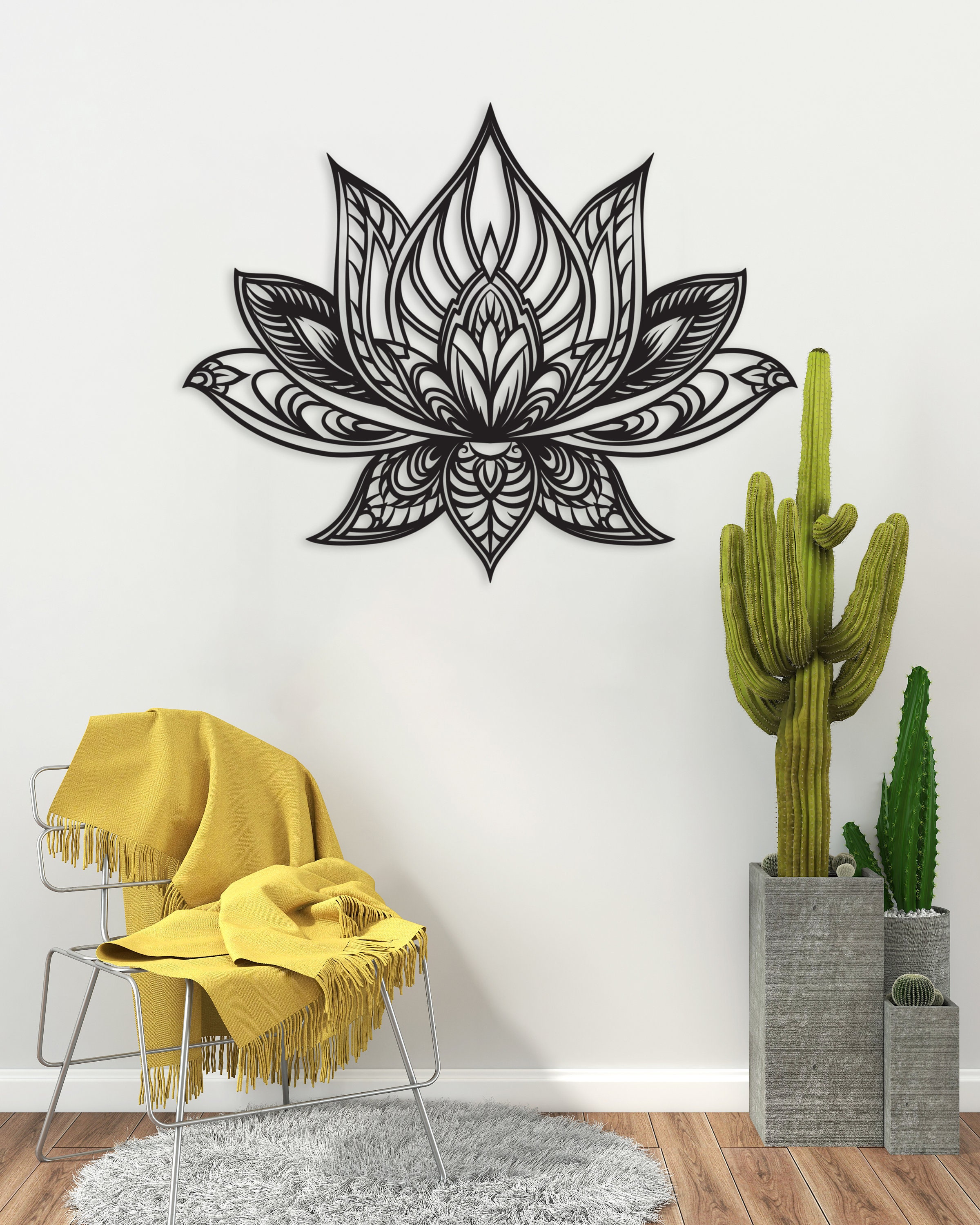 Lotus Mandala Large Metal Wall Art Lotus Flower Metal Wall Etsy