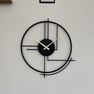 Metal Large Wall Clock, Minimalist Silent Clock Decor, Best Clock Gift for Home, Modern Design Black Clock, Boho Wall Clock, Clock for Wall image 2