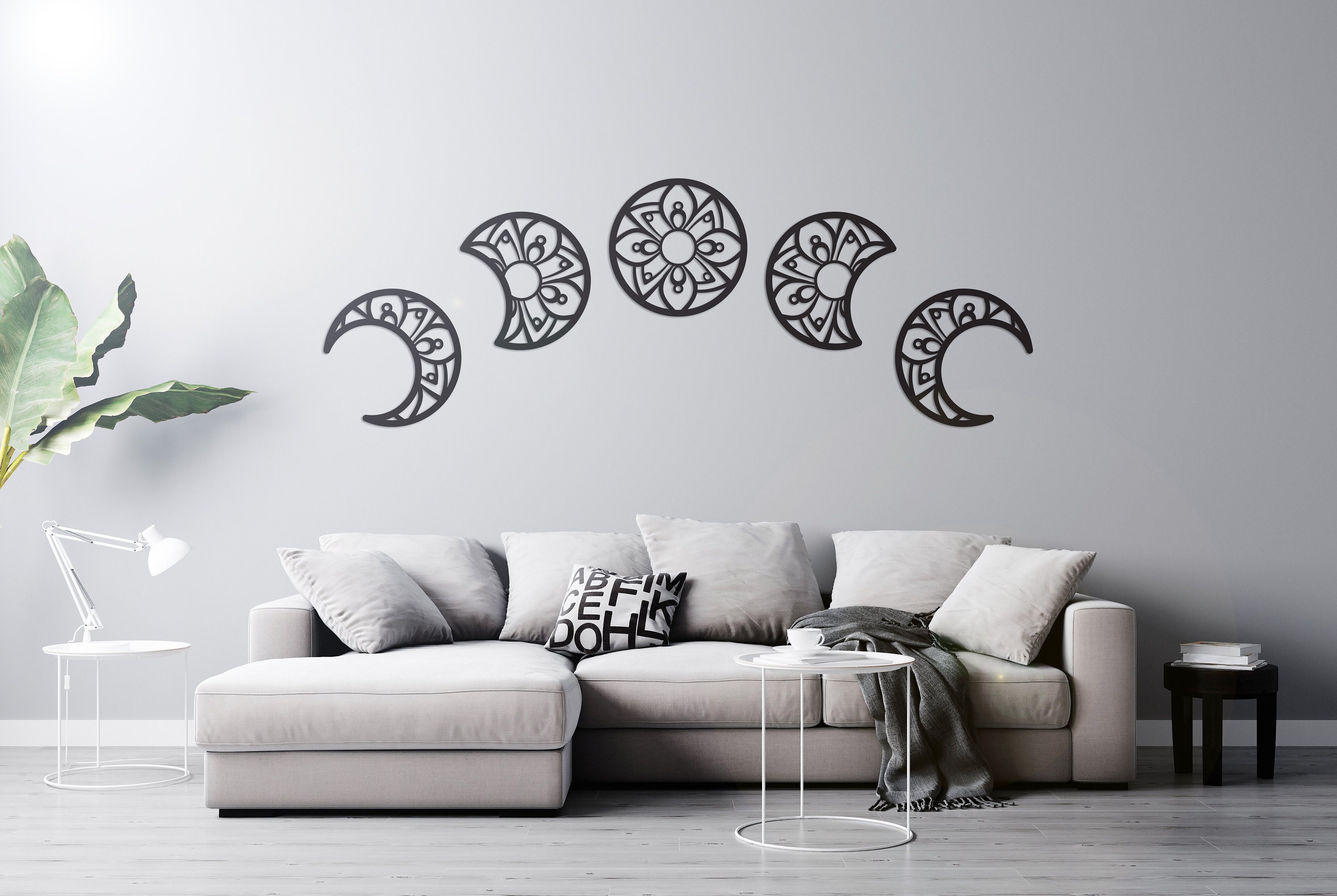 Lunation Moon Metal Wall Art Set of 5 Moon Phase Wall Etsy Canada