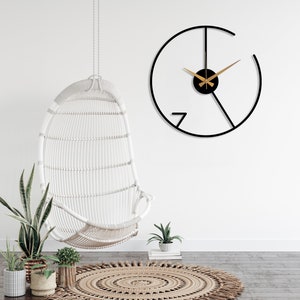 Reloj de pared minimalista moderno, reloj de pared de metal de gran tamaño, reloj de pared moderno y silencioso, decoración única del hogar Boho, Wanduhr, regalo de inauguración de la casa imagen 2