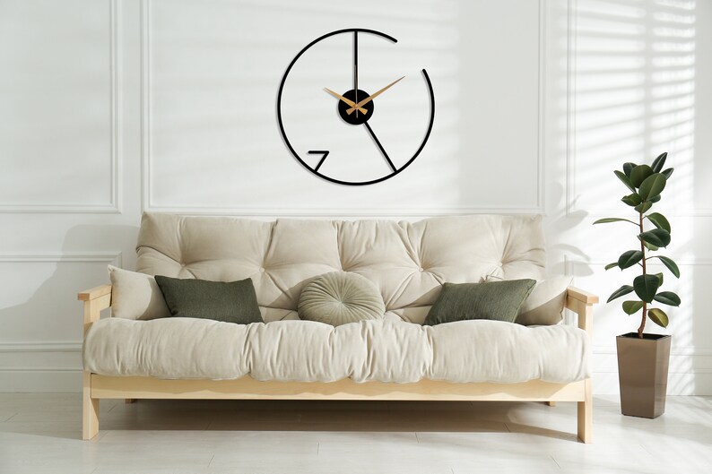 Reloj de pared minimalista moderno, reloj de pared de metal de gran tamaño, reloj de pared moderno y silencioso, decoración única del hogar Boho, Wanduhr, regalo de inauguración de la casa imagen 6