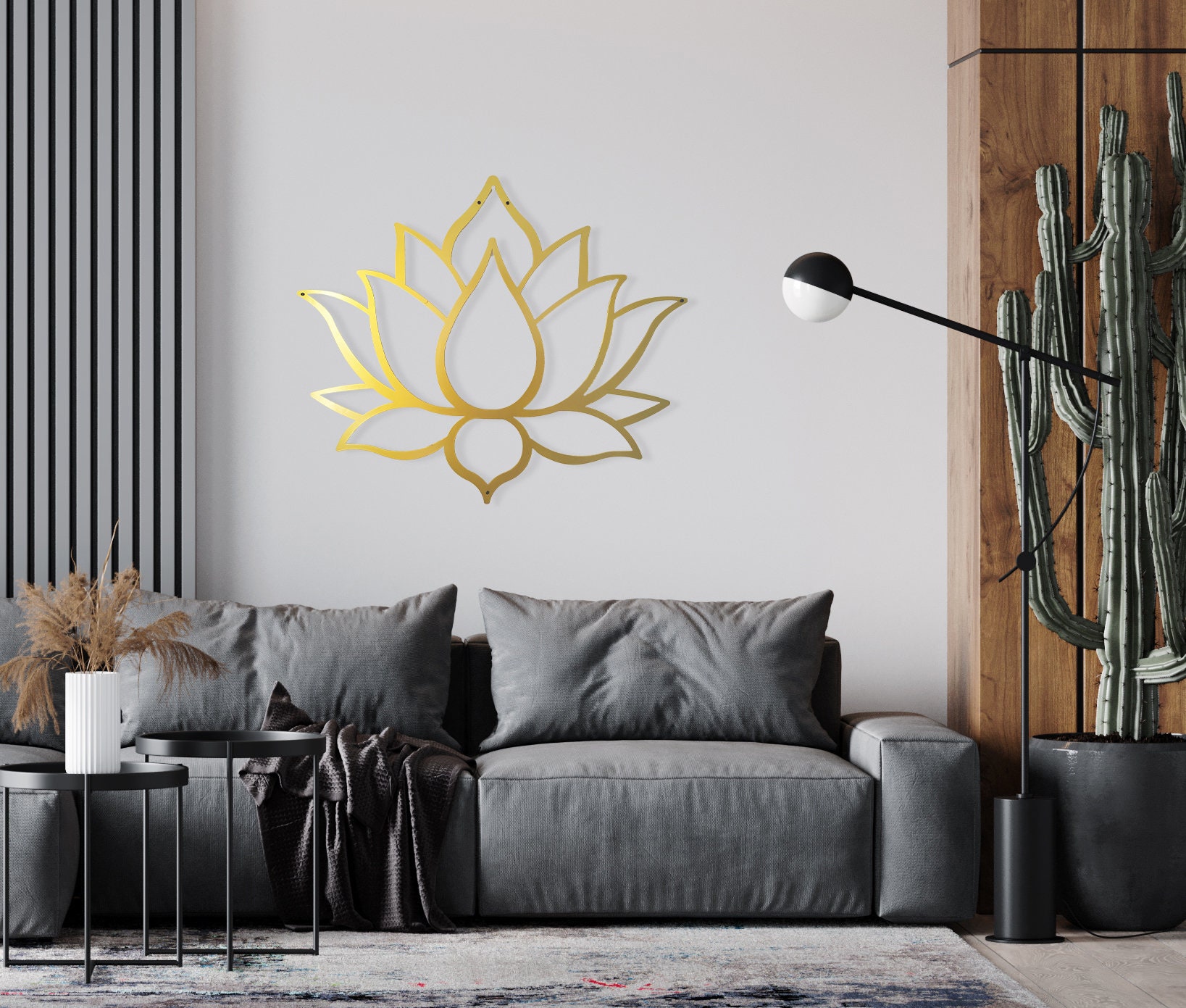 Metal Lotus Flower Wall Decor Gold or Black Metal Wall Etsy