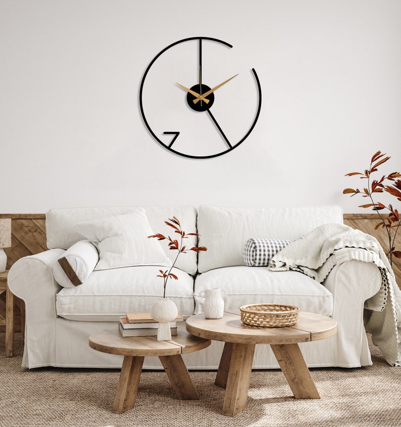Reloj de pared minimalista moderno, reloj de pared de metal de gran tamaño, reloj de pared moderno y silencioso, decoración única del hogar Boho, Wanduhr, regalo de inauguración de la casa imagen 4