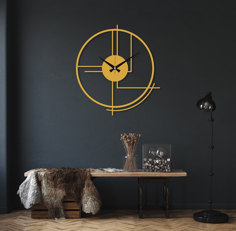 Metal Large Wall Clock, Minimalist Silent Clock Decor, Best Clock Gift for Home, Modern Design Black Clock, Boho Wall Clock, Clock for Wall Gold