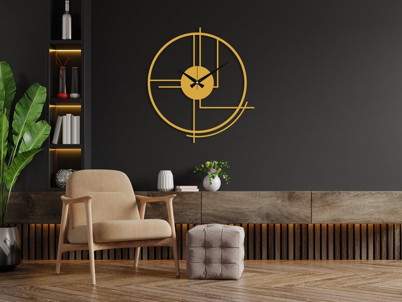 Metal Large Wall Clock, Minimalist Silent Clock Decor, Best Clock Gift for Home, Modern Design Black Clock, Boho Wall Clock, Clock for Wall image 7