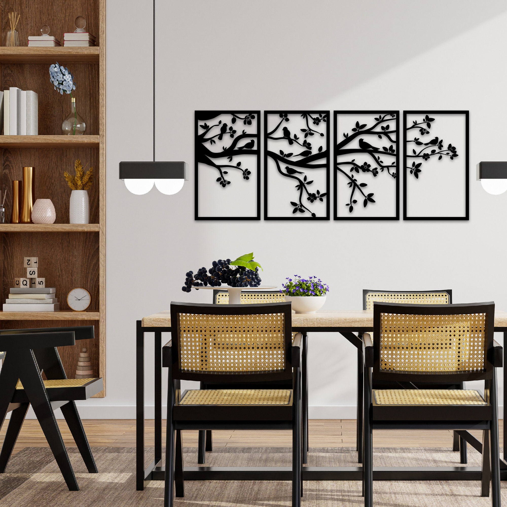 Tree of Life 4 Panels Metal Tree Wall Art Tree Sign Metal Etsy