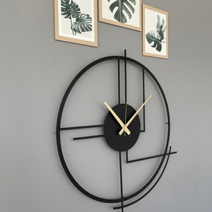 Metal Large Wall Clock, Minimalist Silent Clock Decor, Best Clock Gift for Home, Modern Design Black Clock, Boho Wall Clock, Clock for Wall image 6