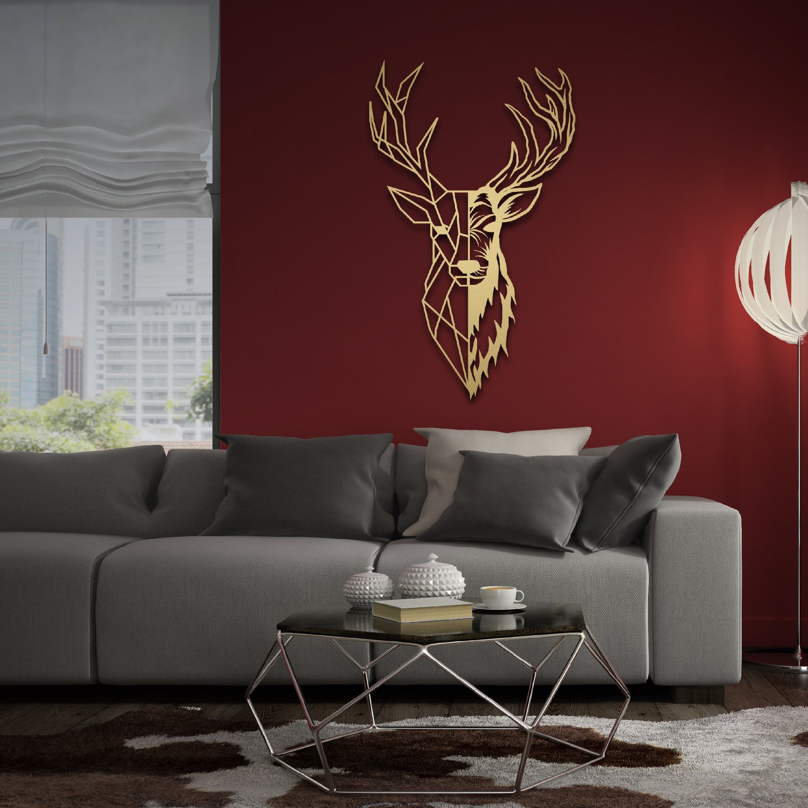 Gold Deer Head Metal Wall Art Deer Signhousewarming Etsy