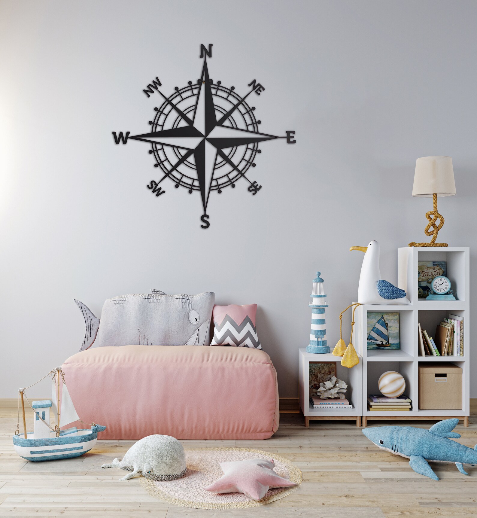 Nautical Compass Metal Wall Art Decor Interior/Exterior Etsy