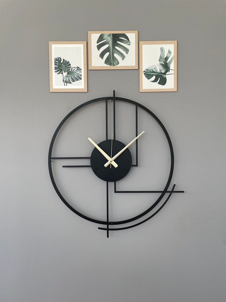 Metal Large Wall Clock, Minimalist Silent Clock Decor, Best Clock Gift for Home, Modern Design Black Clock, Boho Wall Clock, Clock for Wall Black