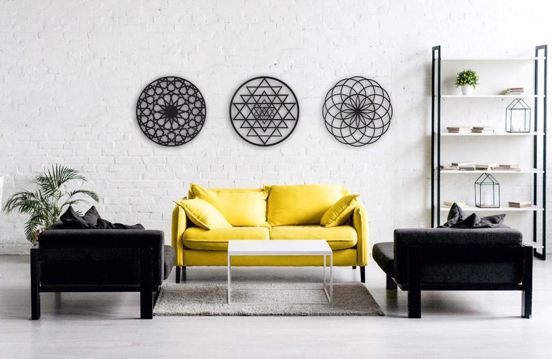Sacred Geometry Wall Art Metal Yoga Wall Decor, Torus, Sri Yantra ...