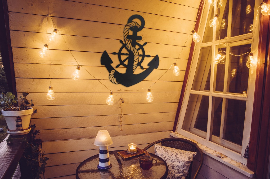 Nautical Anchor Metal Wall Art Decor Interior/Exterior Etsy