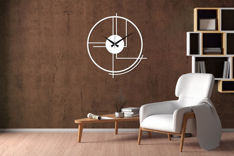 Metalen grote wandklok, minimalistische stille klok decor, beste klok cadeau voor thuis, modern design zwarte klok, Boho wandklok, klok voor muur afbeelding 8