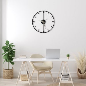 Minimalist Metal Black Large Wall Clock, Modern Design Unique Oversize ...