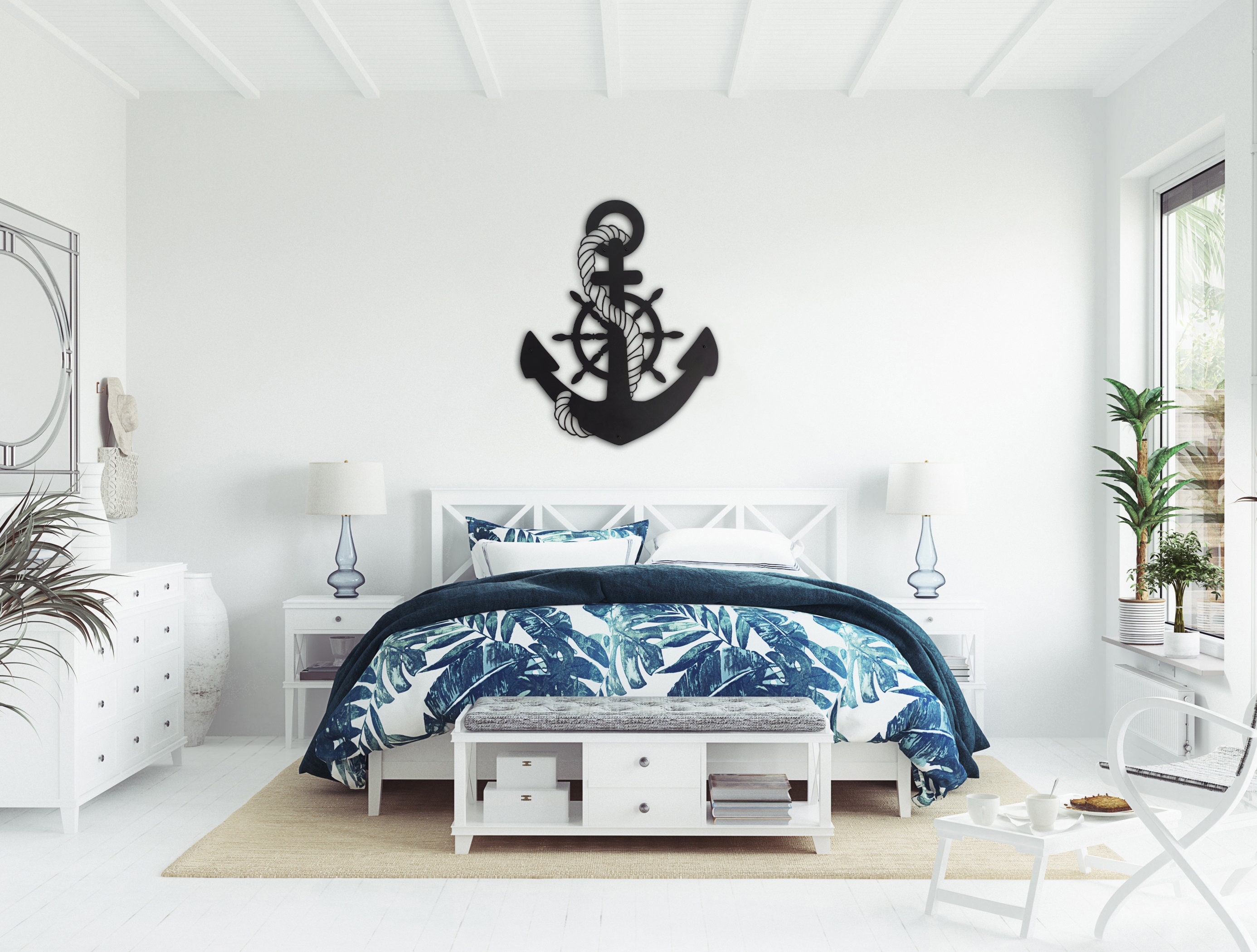 Nautical Anchor Metal Wall Art Decor Interior/exterior Etsy
