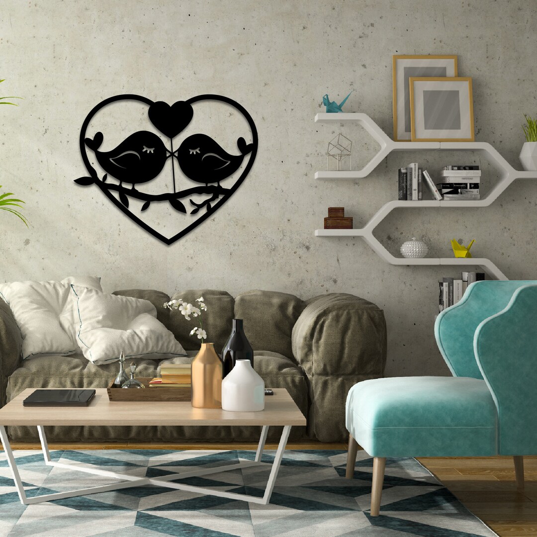 Love Birds Wall Art, 2 Birds Metal Wall Decor, Lover Sign, Valentine's